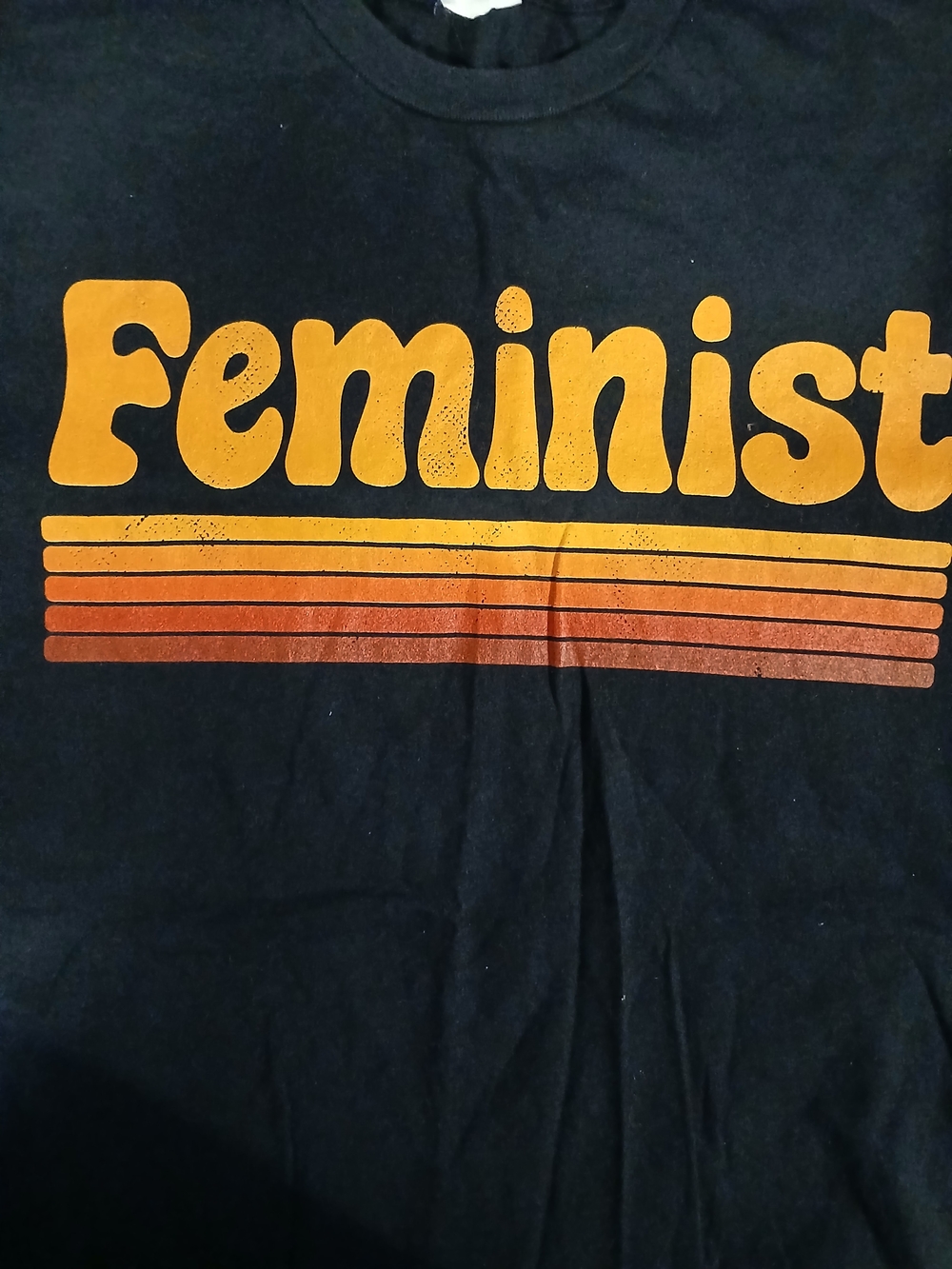 Feminist Retro Stripe Black Short Sleeve Tee